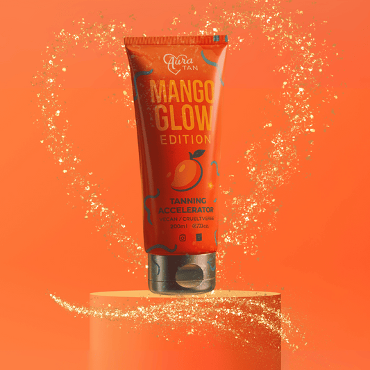 Aura Tan Mango Glow Edition 200ml - Vegan & Cruelty-Free Tanning Accelerator For Face and Body. Skin Loving, Nourishing Glow. Tyrosine, Shea Butter, Jojoba Oil.