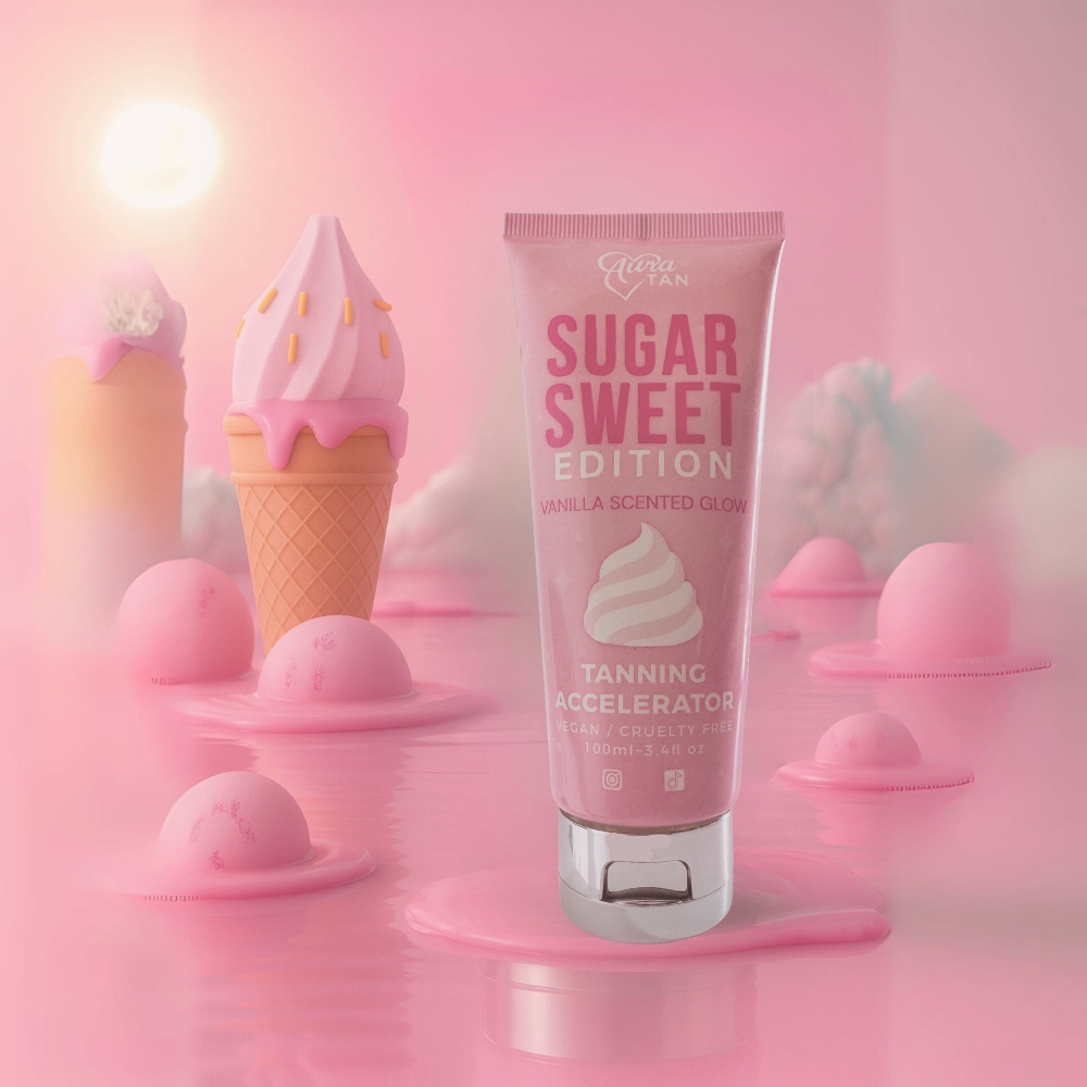 Aura Tan Sugar Sweet Edition 100ml -Vegan & Cruelty-Free Tanning Accelerator For Face and Body. Skin Loving, Nourishing Glow. Tyrosine, Shea Butter, Jojoba Oil.