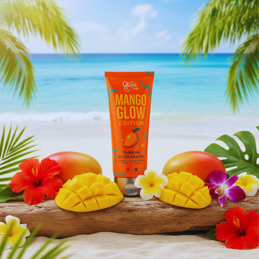 Aura Tan Mango Glow Edition 200ml - Vegan & Cruelty-Free Tanning Accelerator For Face and Body. Skin Loving, Nourishing Glow. Tyrosine, Shea Butter, Jojoba Oil.