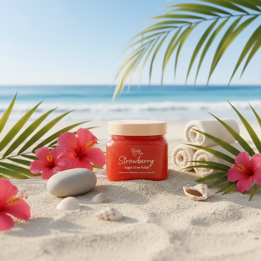 Sugar Scrub with tropical beach background